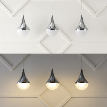 Elyse Teardrop Modern Mid-Century Iron/Acrylic Integrated Linear LED Pendant - JONATHAN Y